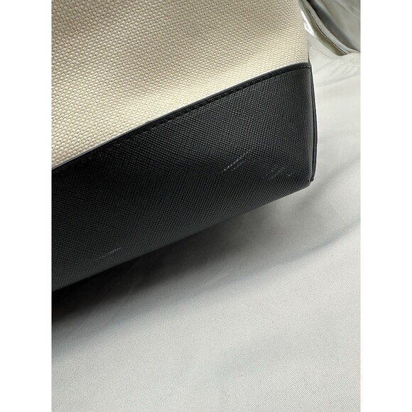 MLB Korea New York Yankees Canvas Tote Bag Big Logo Beige Black FLAWS READ - Picture 3 of 16